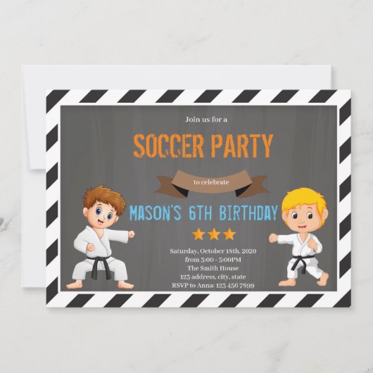 Taekwondo black belt thema Uitnodiging (Voorkant)