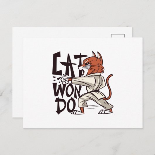 Taekwondo Cat Briefkaart (Voorkant / Achterkant)