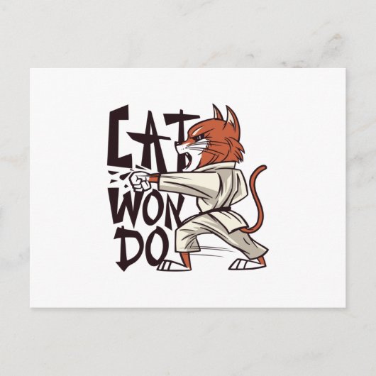 Taekwondo Cat Briefkaart (Voorkant)