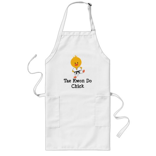 Taekwondo Chick Apron Lang Schort (Voorkant)