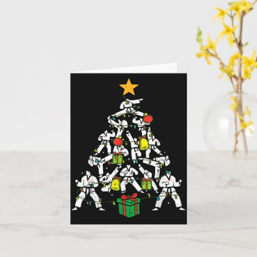 Taekwondo Christmas Tree Xmas Martial Arts Karate  Kaart (Gele Bloem)