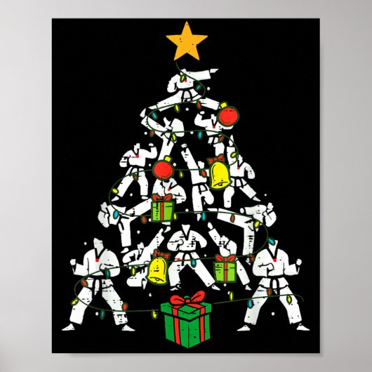 Taekwondo Christmas Tree Xmas Martial Arts Karate  Poster (Voorkant)