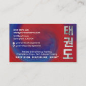 Taekwondo Coach -Hangul Symbol and High Kick Visitekaartje (Achterkant)