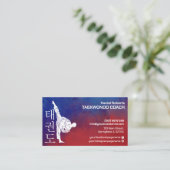 Taekwondo Coach - Martial Artist and Hangul Symbol Visitekaartje (Staand voorkant)