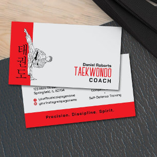 Taekwondo Coach - Martial Artist en Hangul Symbool Visitekaartje