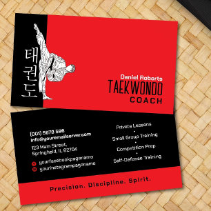 Taekwondo Coach - Martial Artist en Hangul Symbool Visitekaartje