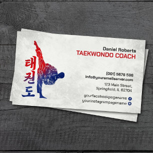Taekwondo Coach - Martial Artist en Hangul Symbool Visitekaartje