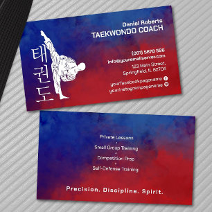 Taekwondo Coach - Martial Artist en Hangul Symbool Visitekaartje