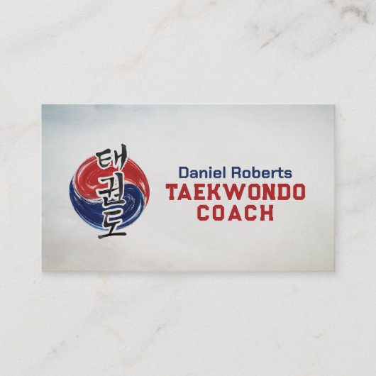 Taekwondo Coach - Taegeuk and Hangul Symbol Visitekaartje (Voorkant)