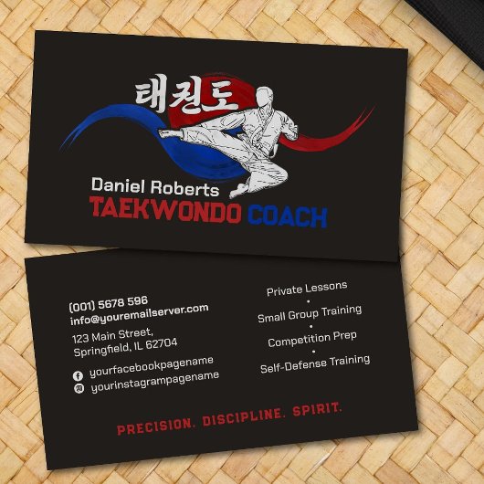 Taekwondo Coach - Taegeuk and Hangul Symbol Visitekaartje