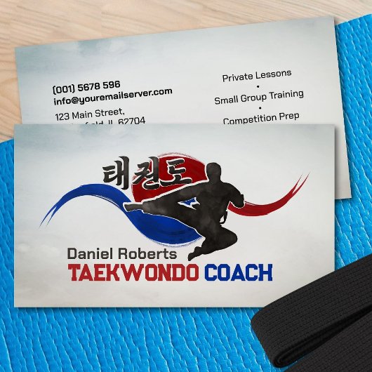 Taekwondo Coach - Taegeuk en Hangul Symbool Visitekaartje