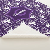 Taekwondo Cute Paars White Girly Monogrammed Sherpa Deken (3/4)