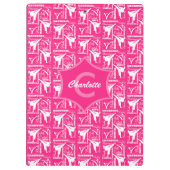 Taekwondo Cute Pink White Girly Monogrammed Klembord (Achterkant)