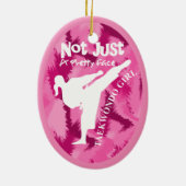 Taekwondo Cute Pink White Girly Quote Keramisch Ornament (Achterkant)