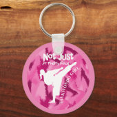 Taekwondo Cute Pink White Girly Quote Sleutelhanger (Voorkant)