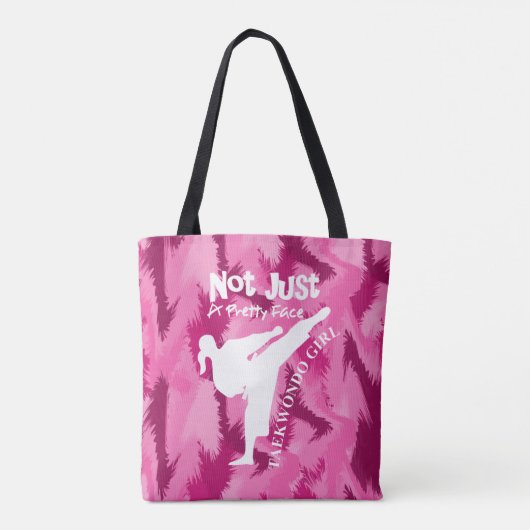 Taekwondo Cute Pink White Girly Quote Tote Bag (Achterkant)