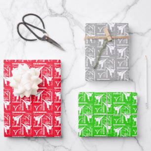 Taekwondo Cute Red Green Silver White Girly Inpakpapier Vel