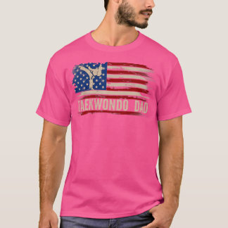 Taekwondo Dad Amerikaanse vlag sport de kick T-shirt