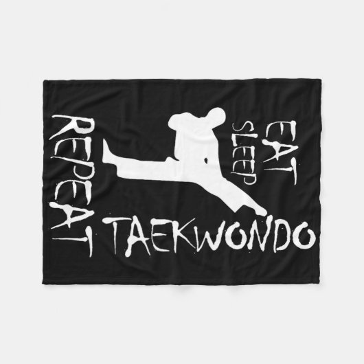 Taekwondo Eat Sleep Taekwondo Herhaal Martial Art  Fleece Deken (Voorkant (Horizontaal))