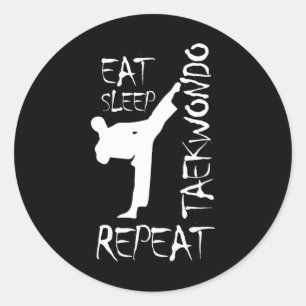 Taekwondo Eat Sleep Taekwondo Herhaal Martial Art  Ronde Sticker