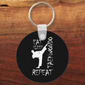 Taekwondo Eat Sleep Taekwondo Herhaal Martial Art Sleutelhanger (Voorkant)