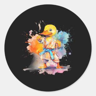 Taekwondo Eend Judo Eend Mma Watercolor Martial Ronde Sticker