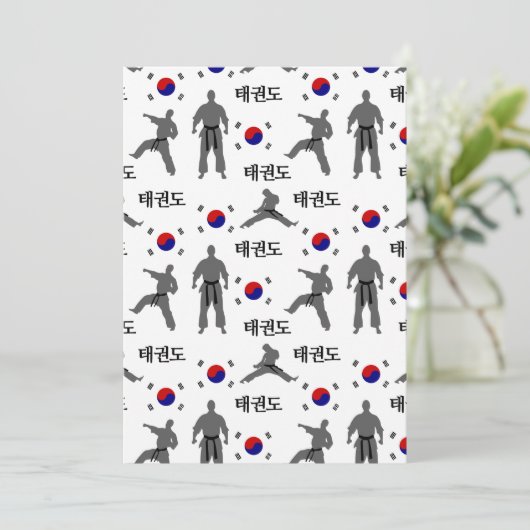 Taekwondo Fighter Martial Art 태 권 Zuid-Koreaanse v Kaart (Staand voorkant)