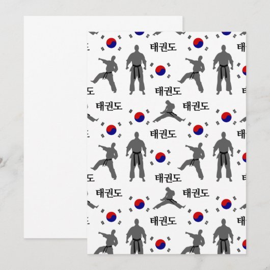 Taekwondo Fighter Martial Art 태 권 Zuid-Koreaanse v Kaart (Voorkant / Achterkant)