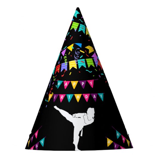 Taekwondo Girl Player Birthday Feesthoedjes (Voorkant)