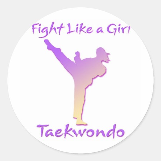 Taekwondo Girl Ronde Sticker (Voorkant)