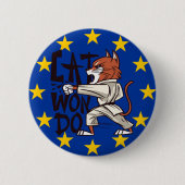 Taekwondo Grappige Kat Zwarte Band Ronde Button 5,7 Cm (Voorkant)
