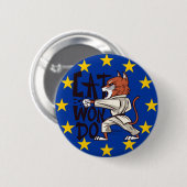 Taekwondo Grappige Kat Zwarte Band Ronde Button 5,7 Cm (Voorkant /achterkant)
