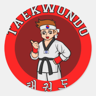 taekwondo guy badge 1 ronde sticker
