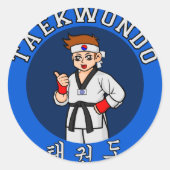 taekwondo guy badge ronde sticker (Voorkant)