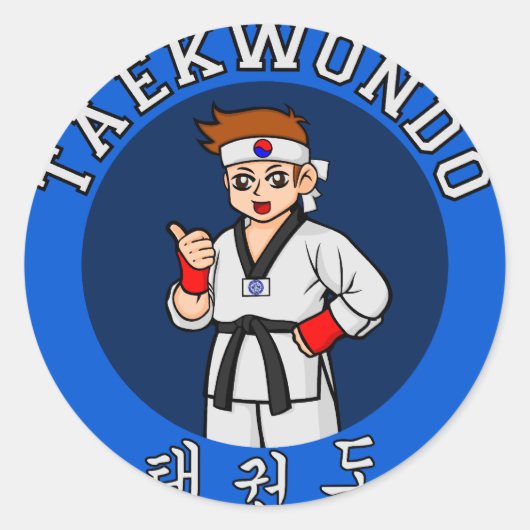 taekwondo guy badge ronde sticker (Voorkant)