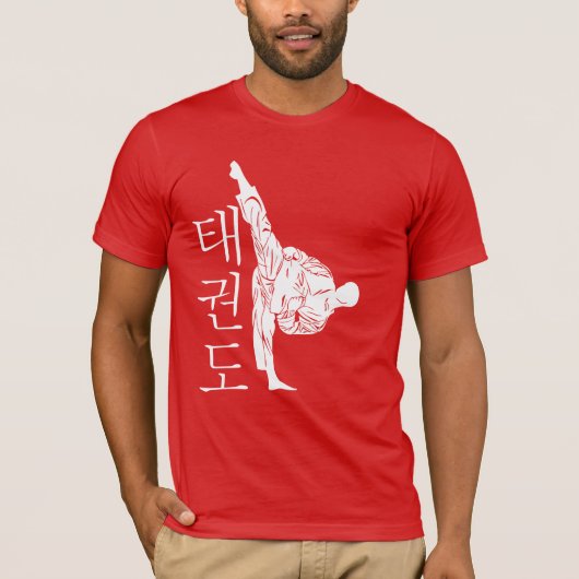 Taekwondo High Kick with Vertical Hangul T-shirt (Voorkant)