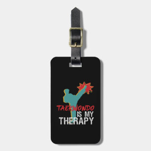 Taekwondo is mijn Therapy Black Belt Martial Arts Bagagelabel