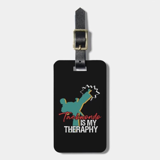 Taekwondo is mijn Therapy Black Belt Martial Arts Bagagelabel (Voorkant verticaal)