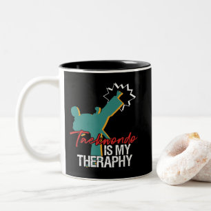 Taekwondo is mijn Therapy Black Belt Martial Arts Tweekleurige Koffiemok