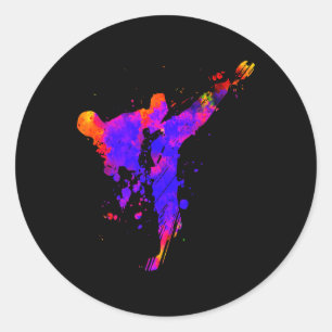 Taekwondo Jiu Jitsu Paint Spletters Kinder Jujitsu Ronde Sticker