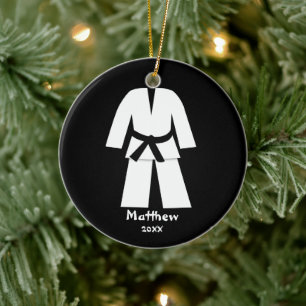 Taekwondo Karate Black Belt Aangepast Keramisch Ornament