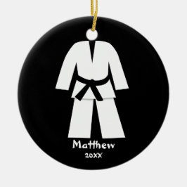 Taekwondo Karate Black Belt Aangepast Keramisch Ornament
