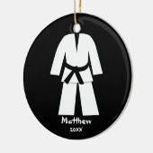 Taekwondo Karate Black Belt Aangepast Keramisch Ornament (Links)
