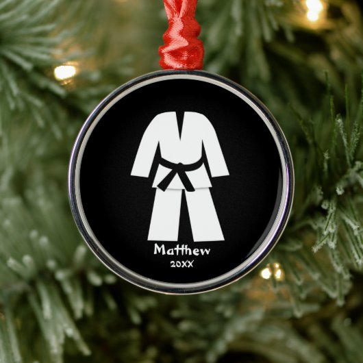 Taekwondo Karate Black Belt Aangepast Metalen Ornament (Boom)