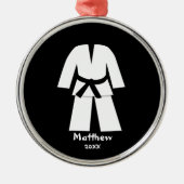 Taekwondo Karate Black Belt Aangepast Metalen Ornament (Voorkant)