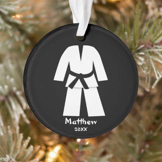 Taekwondo Karate Black Belt Aangepast Ornament (Boom)
