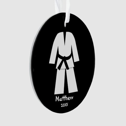 Taekwondo Karate Black Belt Aangepast Ornament (voorkant)