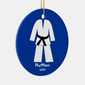 Taekwondo Karate Black Belt Blue Specialized Keramisch Ornament (Rechts)