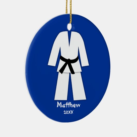 Taekwondo Karate Black Belt Blue Specialized Keramisch Ornament (Rechts)