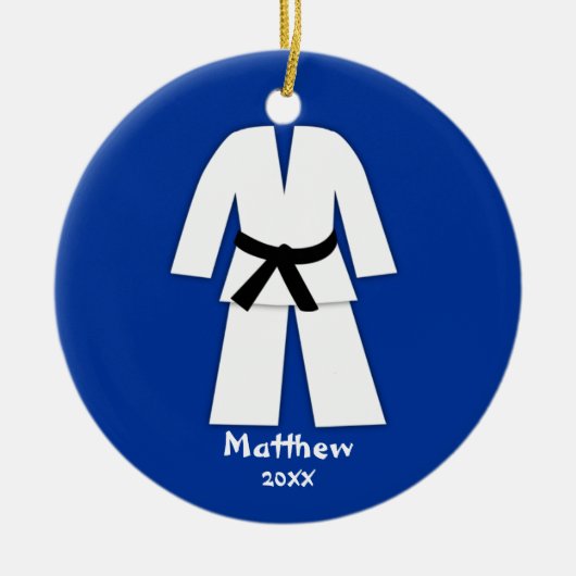 Taekwondo Karate Black Belt Blue Specialized Keramisch Ornament (Voorkant)